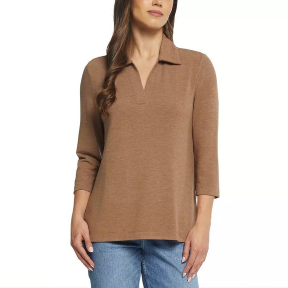 Matty M Women's Collared 3/4 Sleeve Top - Picture 7 of 7